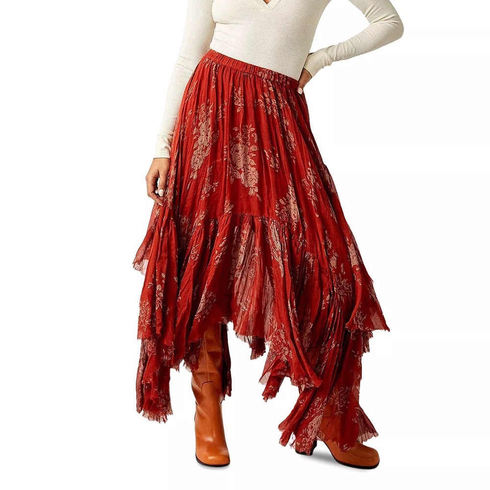 Free People Clover Skirt in Rust Combo
